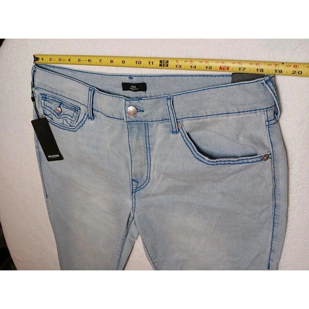 NWT True Religion Geno Relaxed Slim Jeans Men's 36x32 Light Endless Wash Flap
